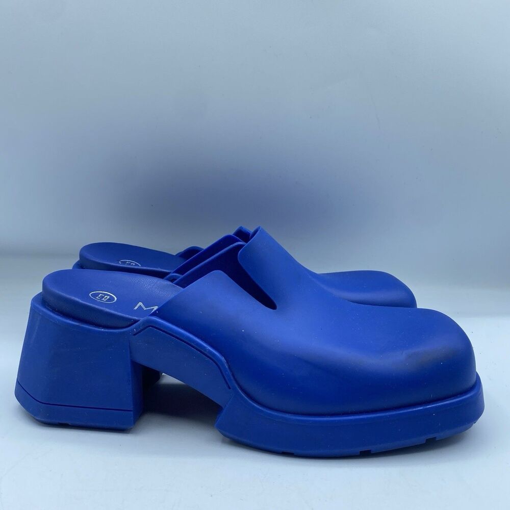 E8 MIISTA Blissa Mules Blue Shoes Womens EU37 US 6.5 Rubber Boho NWOB *Pics